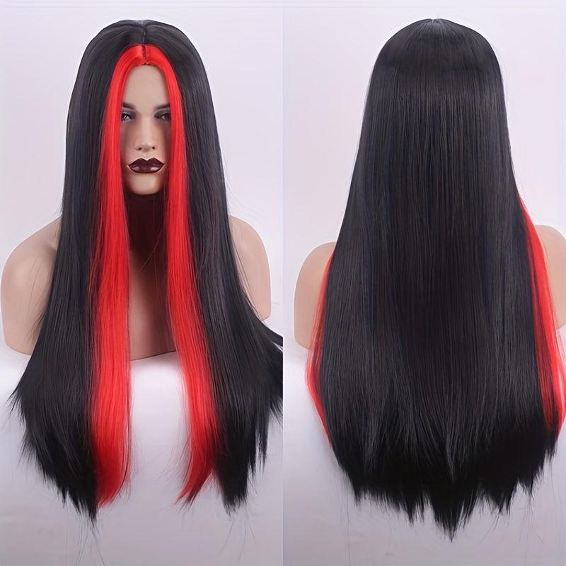 Ombre Highlight Long Straight Synthetic Wig for Halloween Cosplay Party