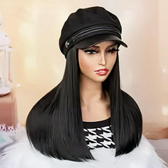 Short Bob Straight Hair Wigs With Navy Cap for Women