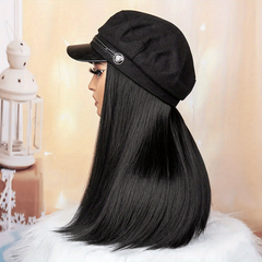 Short Bob Straight Hair Wigs With Navy Cap for Women