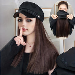 Short Bob Straight Hair Wigs With Navy Cap for Women