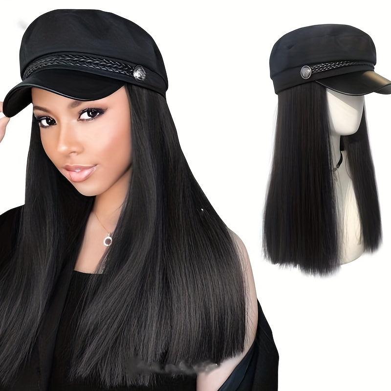 Short Bob Straight Hair Wigs With Navy Cap for Women