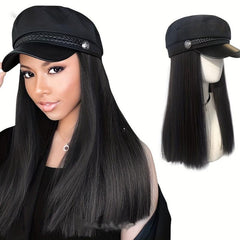 Short Bob Straight Hair Wigs With Navy Cap for Women