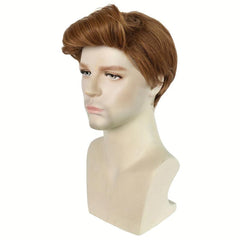 Brown Straight Hair Wigs 25.4 cm Short Fiber Wigs for Men Cosplay Party