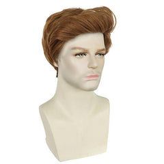 Brown Straight Hair Wigs 25.4 cm Short Fiber Wigs for Men Cosplay Party