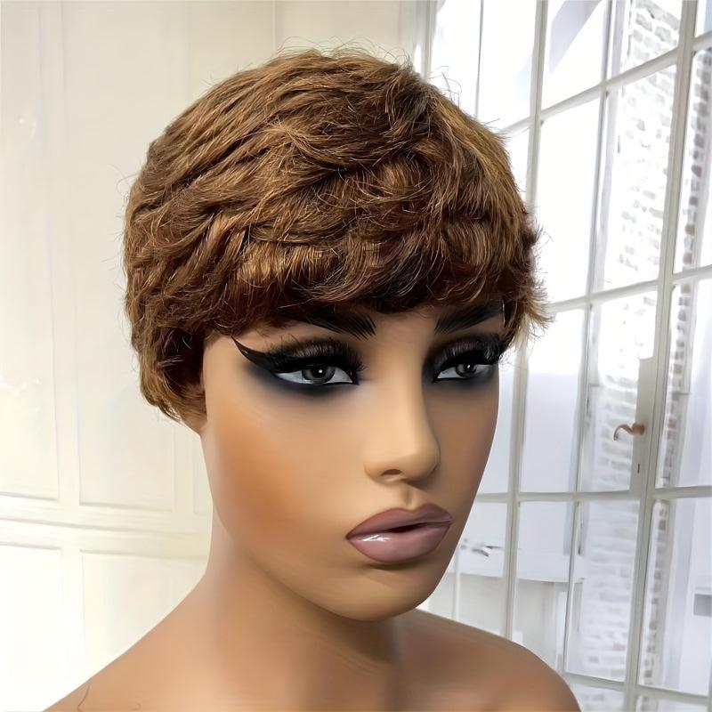 Short Pixie Cut Human Hair Wig 150 Density Natural Looking Wig 15 24 Cm