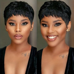 Short Pixie Cut Human Hair Wig 150 Density Natural Looking Wig 15 24 Cm