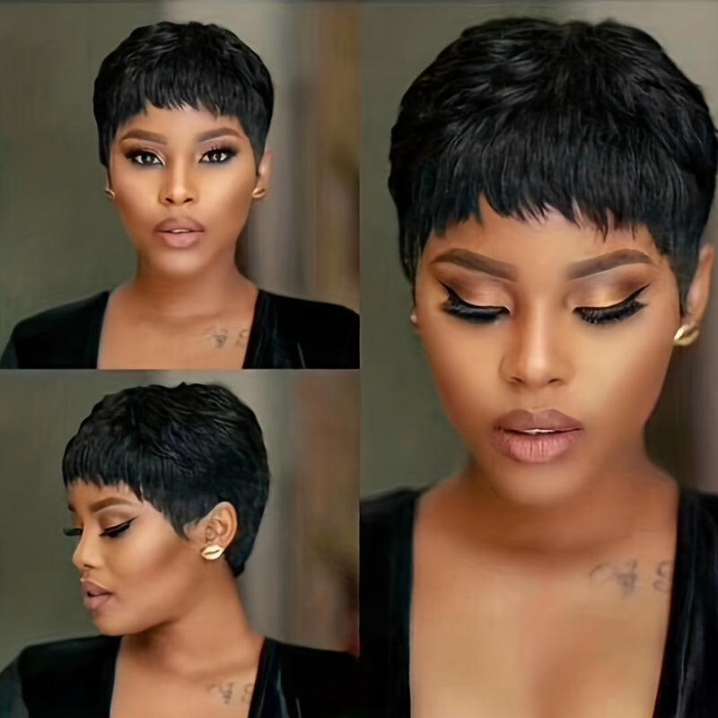 Short Pixie Cut Human Hair Wig 150 Density Natural Looking Wig 15 24 Cm