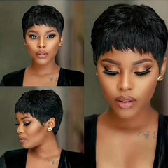 Short Pixie Cut Human Hair Wig 150 Density Natural Looking Wig 15 24 Cm
