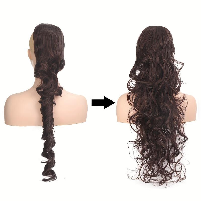 60 96 Cm Spiral Curly Ponytail Extension Wavy Drawstring Synthetic Fiber Hair