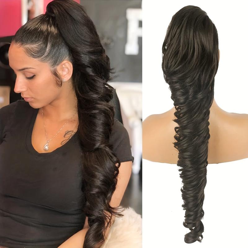 60 96 Cm Spiral Curly Ponytail Extension Wavy Drawstring Synthetic Fiber Hair