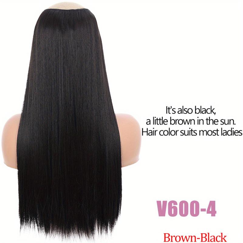 Long Straight Hair Extensions Clip In Synthetic Fiber Pieces for Women