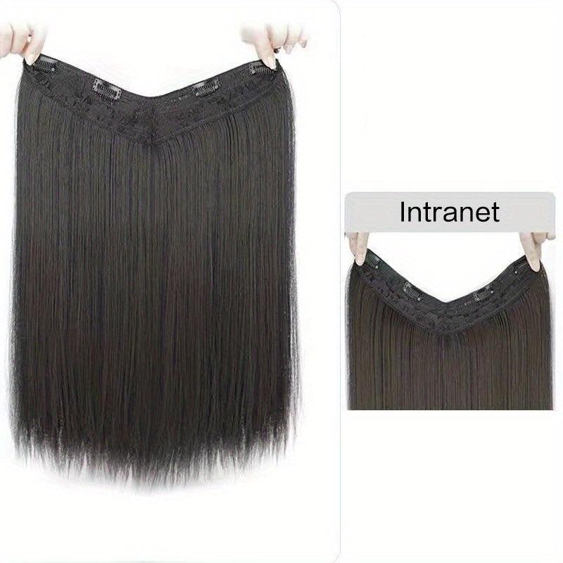 Long Straight Hair Extensions Clip In Synthetic Fiber Pieces for Women