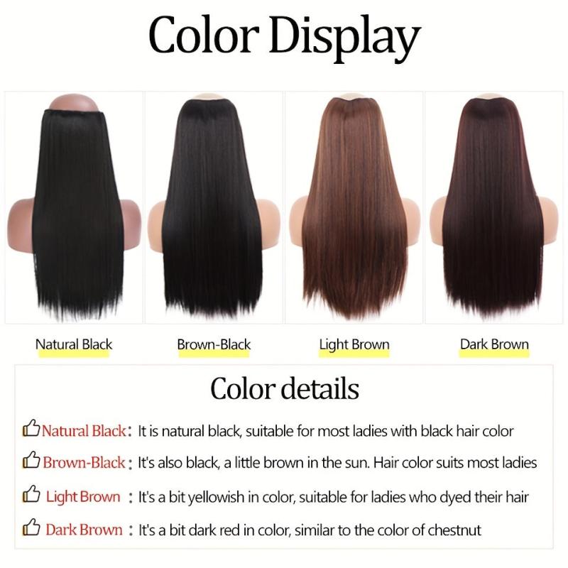 Long Straight Hair Extensions Clip In Synthetic Fiber Pieces for Women