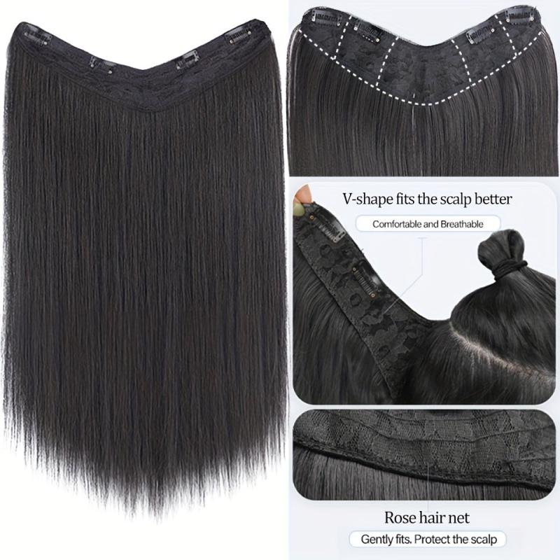 Long Straight Hair Extensions Clip In Synthetic Fiber Pieces for Women