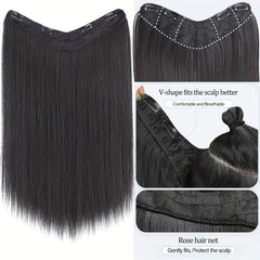 Long Straight Hair Extensions Clip In Synthetic Fiber Pieces for Women