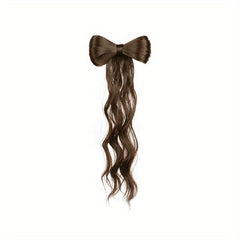 64 Cm Long Curly Hair Piece Wig Ponytail Natural Synthetic Wavy Hair Brown
