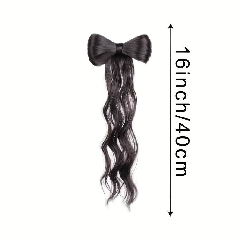 64 Cm Long Curly Hair Piece Wig Ponytail Natural Synthetic Wavy Hair Brown