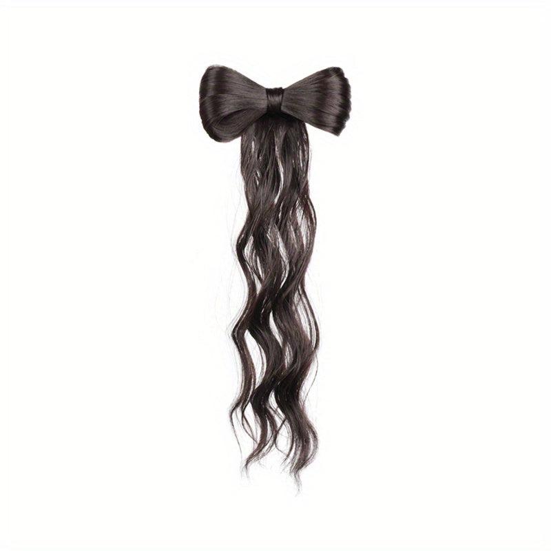 64 Cm Long Curly Hair Piece Wig Ponytail Natural Synthetic Wavy Hair Brown