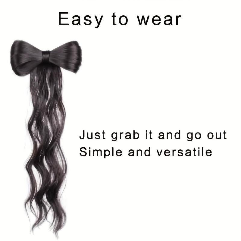 64 Cm Long Curly Hair Piece Wig Ponytail Natural Synthetic Wavy Hair Brown