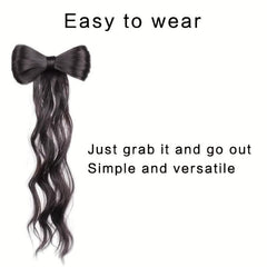 64 Cm Long Curly Hair Piece Wig Ponytail Natural Synthetic Wavy Hair Brown