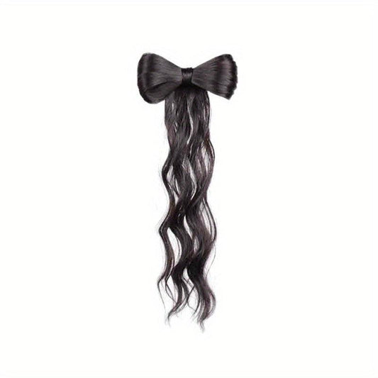 64 Cm Long Curly Hair Piece Wig Ponytail Natural Synthetic Wavy Hair Brown