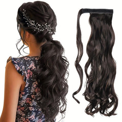 Curly Hair Extension Wrap Around Long Hairpiece Ash Blonde Ginger Brown