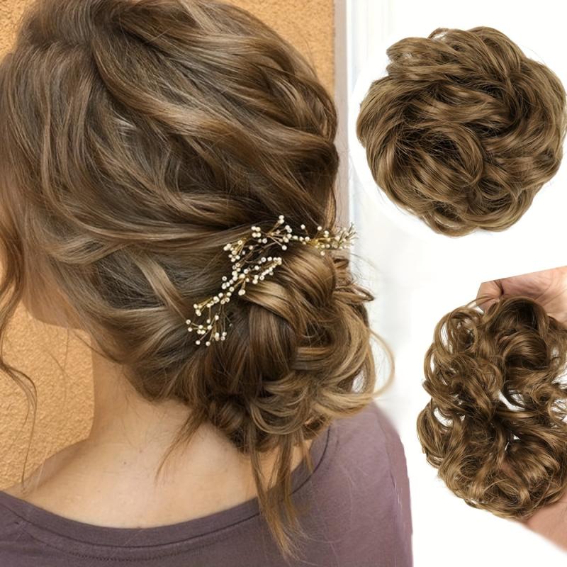 Donut Hair Buns Updo Chignon with Elastic Hair Rope Synthetic Hair Extensions