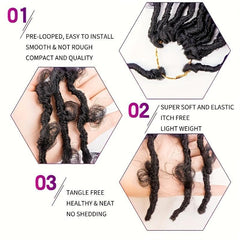 6pack Synthetic Butterfly Locs Crochet Hair Extensions Ombre Brown Blond