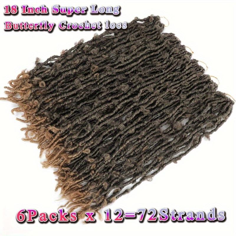 6pack Synthetic Butterfly Locs Crochet Hair Extensions Ombre Brown Blond