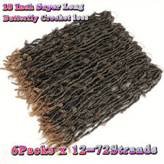 6pack Synthetic Butterfly Locs Crochet Hair Extensions Ombre Brown Blond