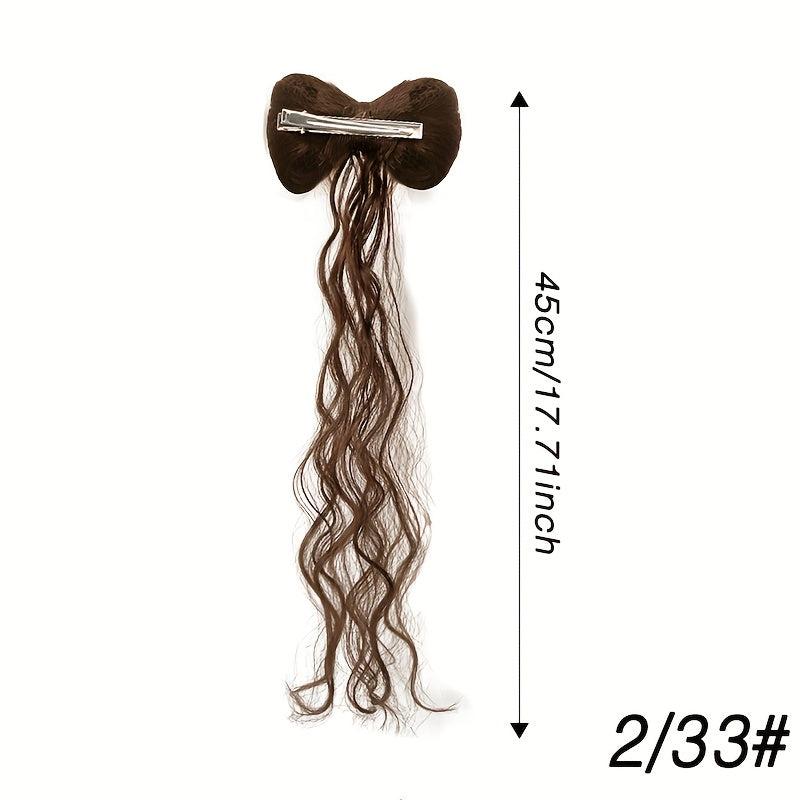 Wavy Hairpiece Bowknot Half tie Ponytail Wig
