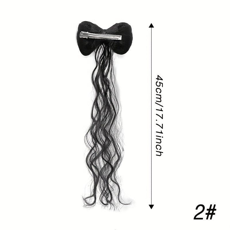 Wavy Hairpiece Bowknot Half tie Ponytail Wig