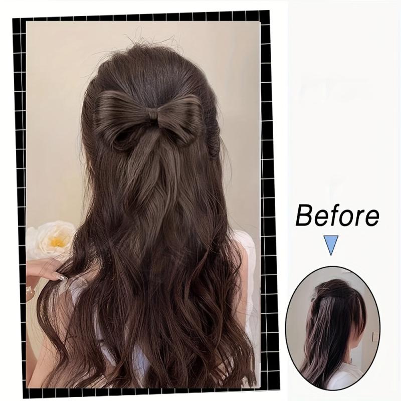 Wavy Hairpiece Bowknot Half tie Ponytail Wig