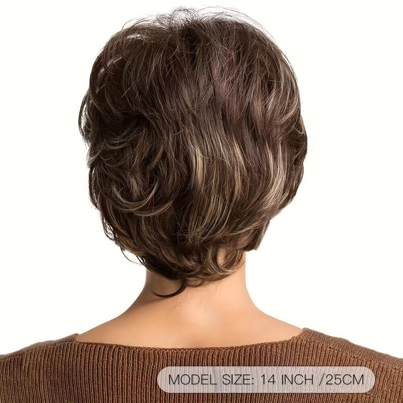 Pixie Cut Wigs Ombre Brown Straight Hair Wigs For Women Synthetic Hair