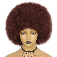 Disco Short Wine Red Wild Curl Up Synthetic Cosplay Wig + Wig Cap