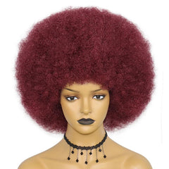 Disco Short Wine Red Wild Curl Up Synthetic Cosplay Wig + Wig Cap