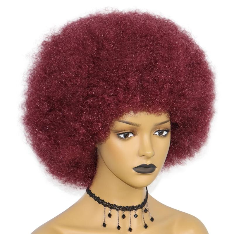 Disco Short Wine Red Wild Curl Up Synthetic Cosplay Wig + Wig Cap