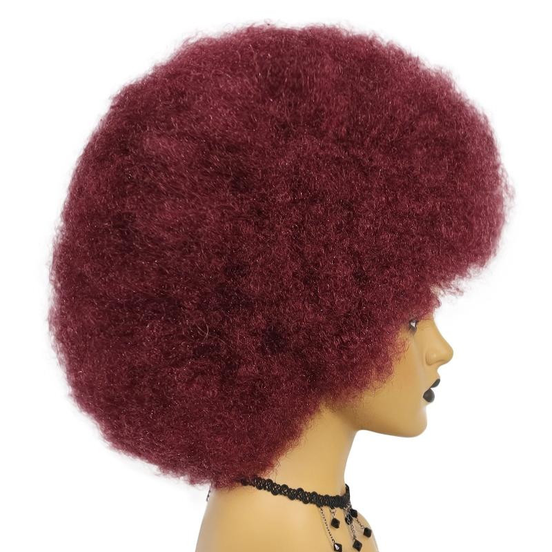 Disco Short Wine Red Wild Curl Up Synthetic Cosplay Wig + Wig Cap