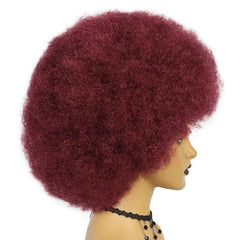 Disco Short Wine Red Wild Curl Up Synthetic Cosplay Wig + Wig Cap