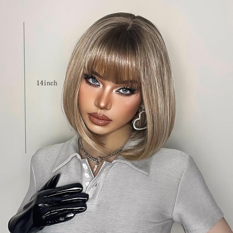 Short Straight Hair Wigs Natural Looking Fashionable Hair Wigs For Women