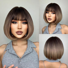 Short Straight Hair Wigs Natural Looking Fashionable Hair Wigs For Women