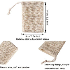 5 Pcs Natural Sisal Soap Saver Bag for Exfoliating and Drying Soap Bars