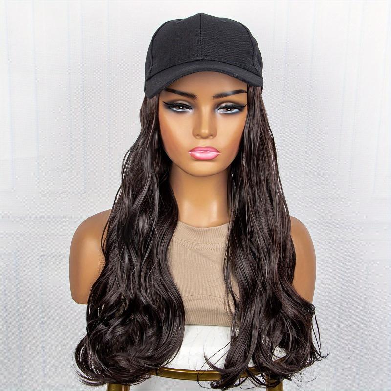 Body Wave Hat Wigs 88 Cm Baseball Cap Adjustable Synthetic Fiber Hair Wigs