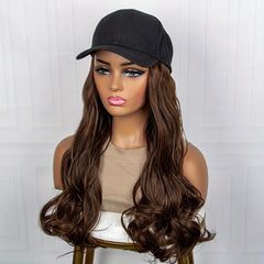 Body Wave Hat Wigs 88 Cm Baseball Cap Adjustable Synthetic Fiber Hair Wigs
