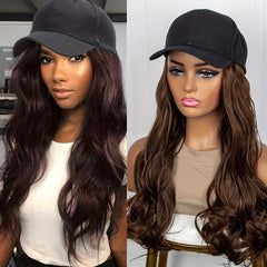 Body Wave Hat Wigs 88 Cm Baseball Cap Adjustable Synthetic Fiber Hair Wigs