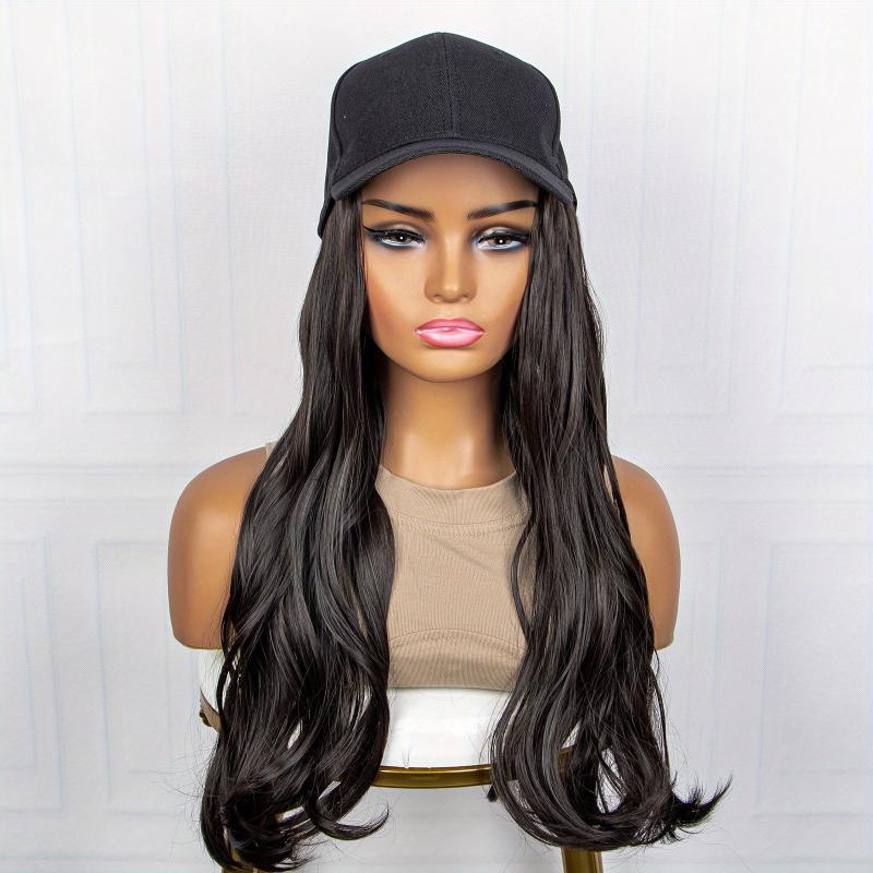 Body Wave Hat Wigs 88 Cm Baseball Cap Adjustable Synthetic Fiber Hair Wigs