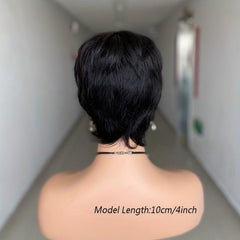 Short Pixie Cut Wigs With Bangs Human Hair Glueless Brazilian Full Machine Wig