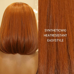 Short Bob Straight Wigs Orange Middle Part Wigs For Women Bob Wigs