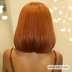 Short Bob Straight Wigs Orange Middle Part Wigs For Women Bob Wigs
