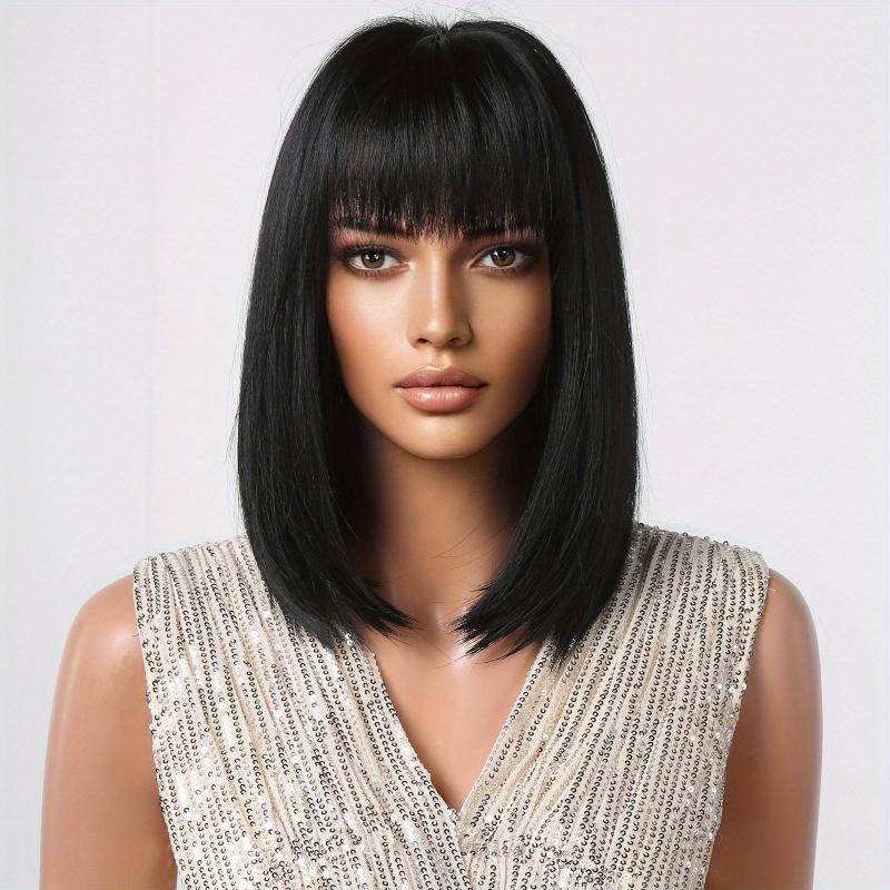 35 56 Cm Bob Straight Wine Red Roots Hair Wigs Synthetic Fiber Wigs With Bangs